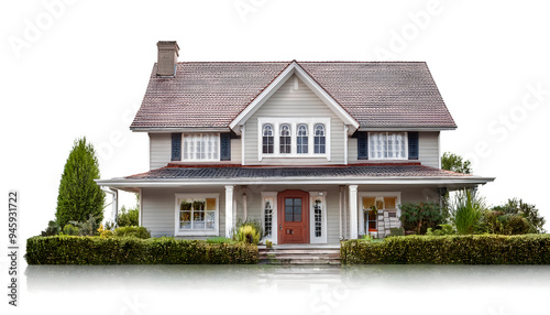  House isolated on white background, front view