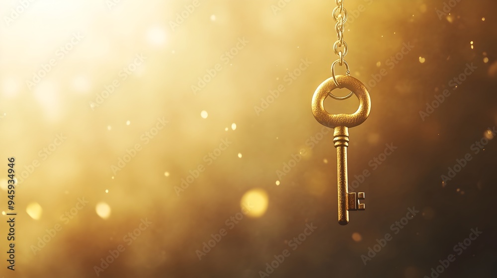 Suspended Golden Key A Conceptual Image Depicting Innovation Opportunity and Unlocking Potential This digital render showcases a golden key floating in mid air symbolizing new ideas solutions Suspended Golden Key A Conceptual Image Depicting Innovation Opportunity and Unlocking Potential This digital render showcases a golden key floating in mid air symbolizing new ideas solutions