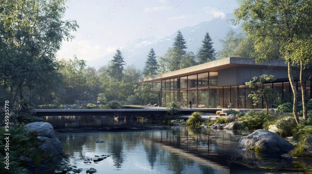 Modern House by the Lake in a Forest Setting Modern House by the Lake in a Forest Setting