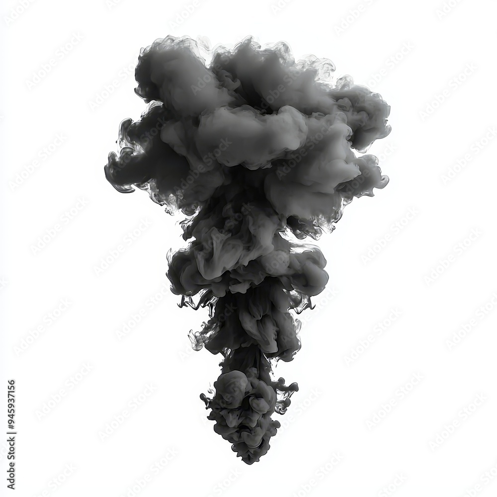 On transparent png, an abstract back-and-forth gray smoke cloud is seen.