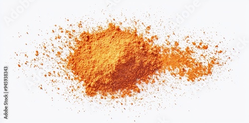 Isolated paprika powder in a pile on a transparent background.