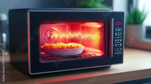 A digital cross section of a microwave in operation photo