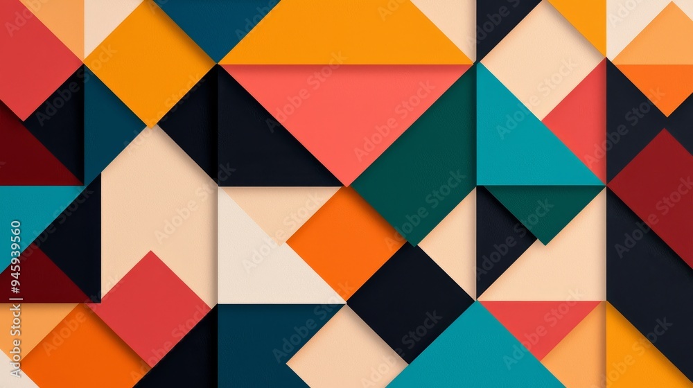 A pattern of geometric diamonds and triangles in bold, contrasting colors A pattern of geometric diamonds and triangles in bold, contrasting colors