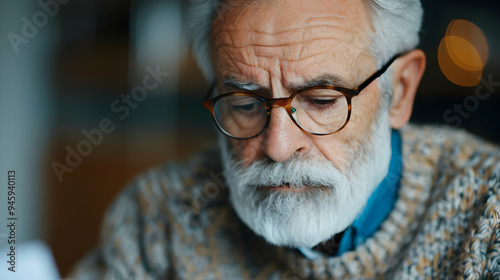 Elderly Writing Letters Grandchildren Elde photo