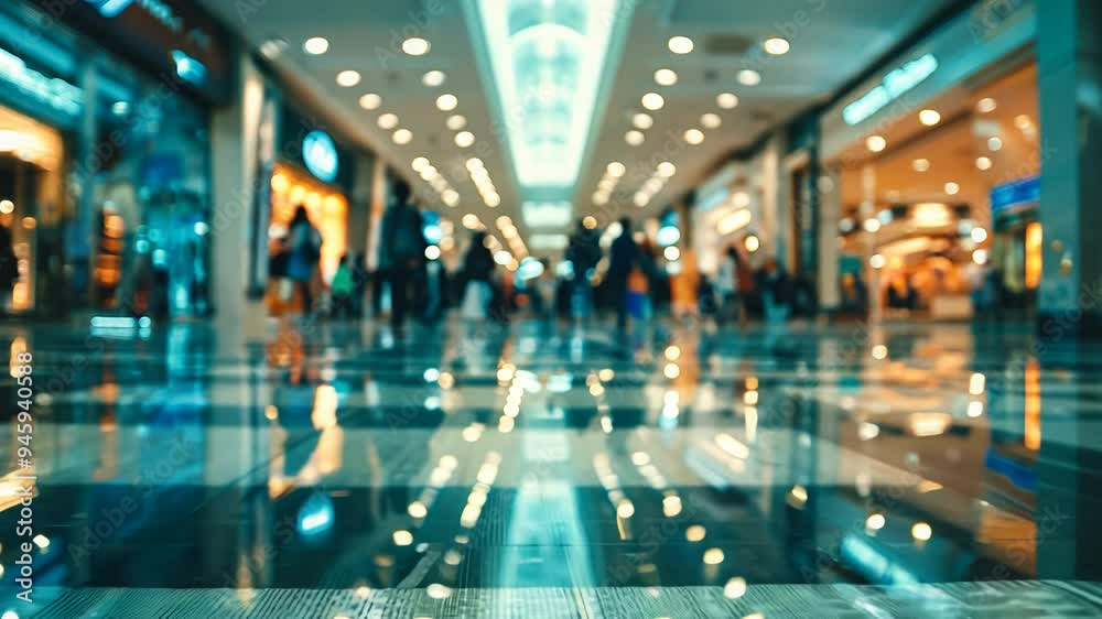 Shopping mall with people, motion blur, blurred abstract background Shopping mall with people, motion blur, blurred abstract background