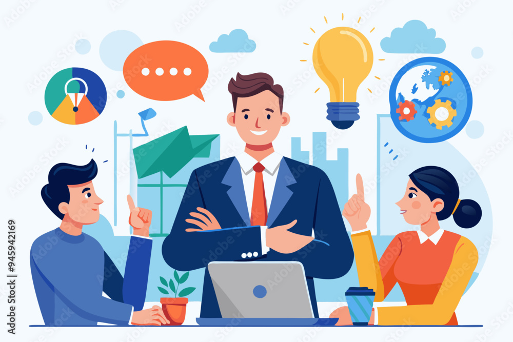 Solution expert solving problem or leader giving advise in meeting discussion, thinking for solution, creativity or professional to help, eureka moment concept, businessman with bright lightbulb.
Solution expert solving problem or leader giving advise in meeting discussion, thinking for solution, creativity or professional to help, eureka moment concept, businessman with bright lightbulb.