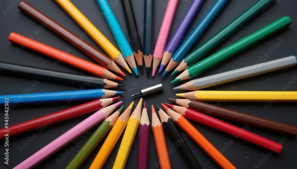 A spectrum of creativity Colorful pencils in a circle A spectrum of creativity Colorful pencils in a circle