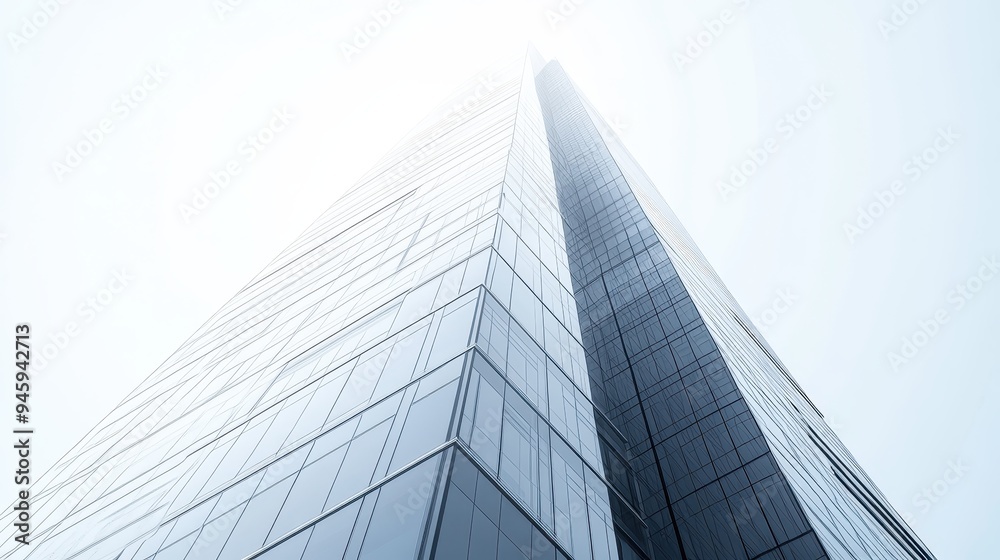 A modern skyscraper viewed from below, showcasing sleek glass and steel architecture. A modern skyscraper viewed from below, showcasing sleek glass and steel architecture.
