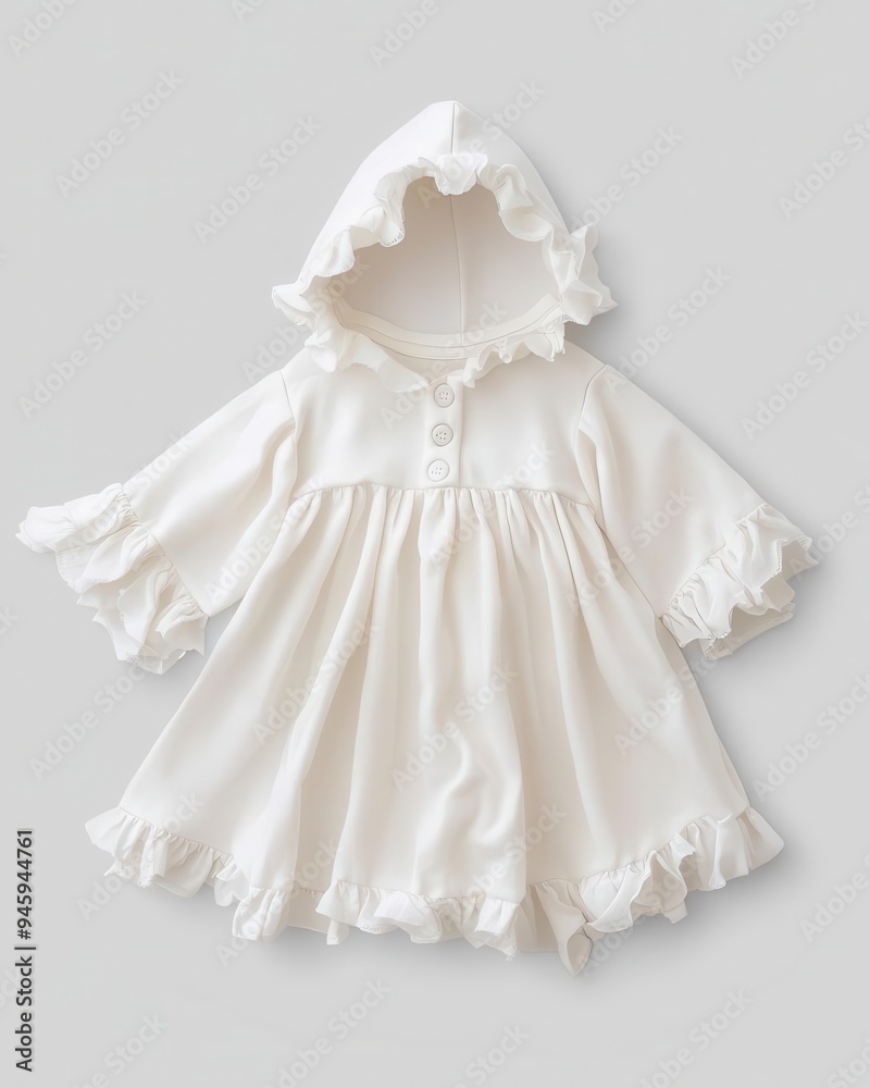 A ghostly baby dress for Halloween, cute and spooky, set against a grey backdrop, looking absolutely adorable.