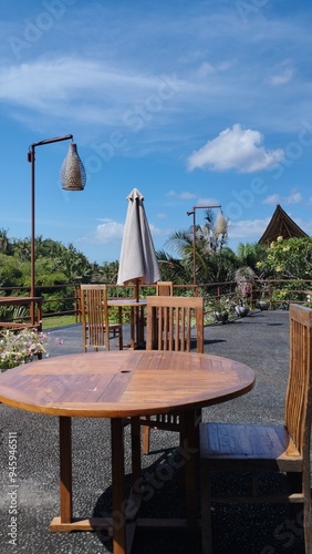 Bali Indonesia: table and chairs on the terrace