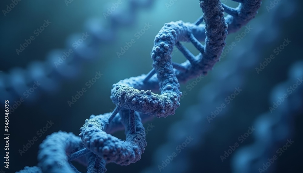 Abstract DNA structure in a futuristic blue hue Abstract DNA structure in a futuristic blue hue