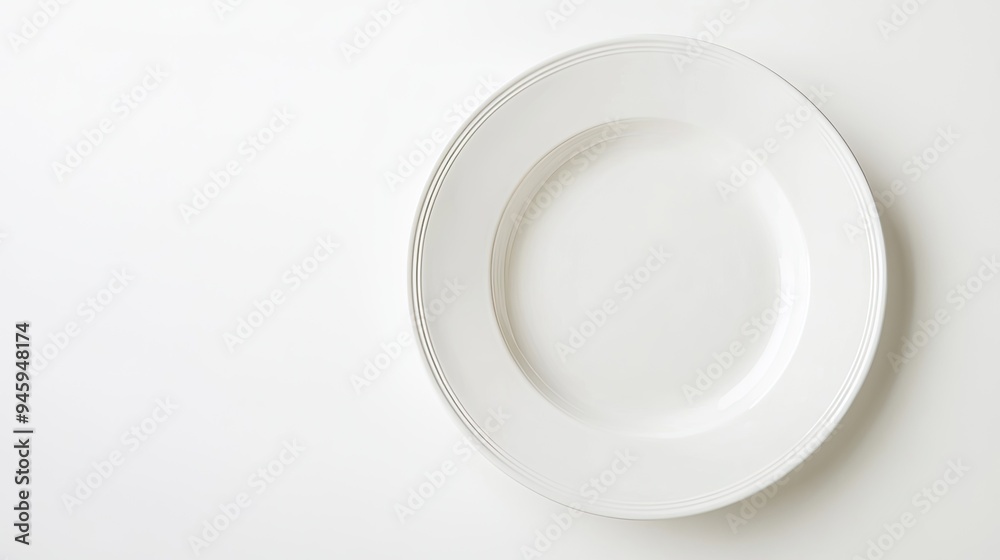 A classic ceramic soup plate isolated on a white background, showcasing its simple elegance with ample copy space A classic ceramic soup plate isolated on a white background, showcasing its simple elegance with ample copy space