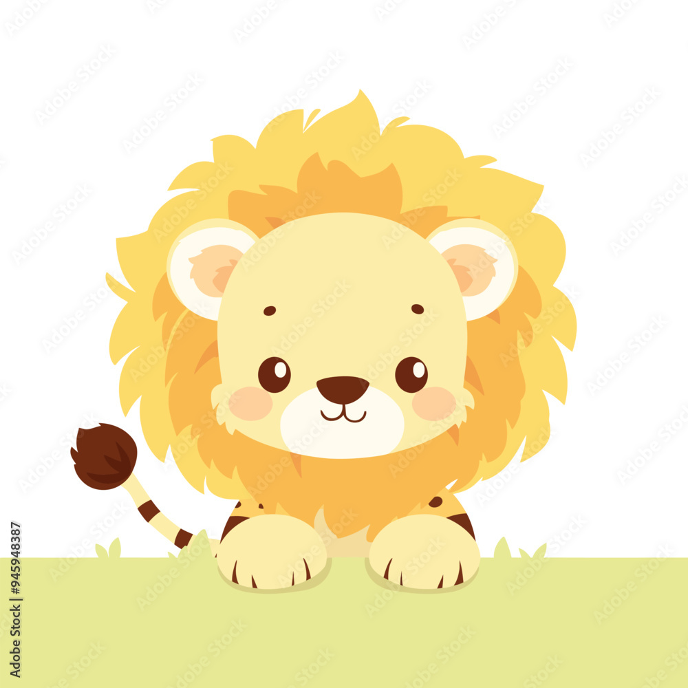 A cute cartoon lion head with simple flat illustration style for vector graphic logo design isolated on a white background A cute cartoon lion head with simple flat illustration style for vector graphic logo design isolated on a white background