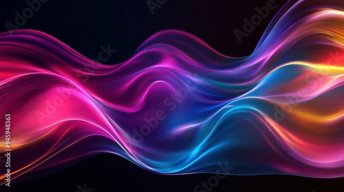 Colorful flowing abstract patterns in smooth gradients against a dark background create a mesmerizing visual experience highlighting fluid motion and artistic expression.