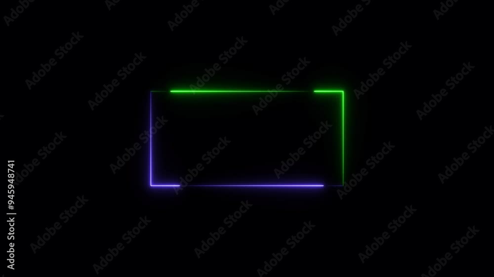 Rectangle neon glowing purple and turquoise color animation. abstract beautiful technology background rectangle 4k video. Rectangle neon glowing purple and turquoise color animation. abstract beautiful technology background rectangle 4k video.