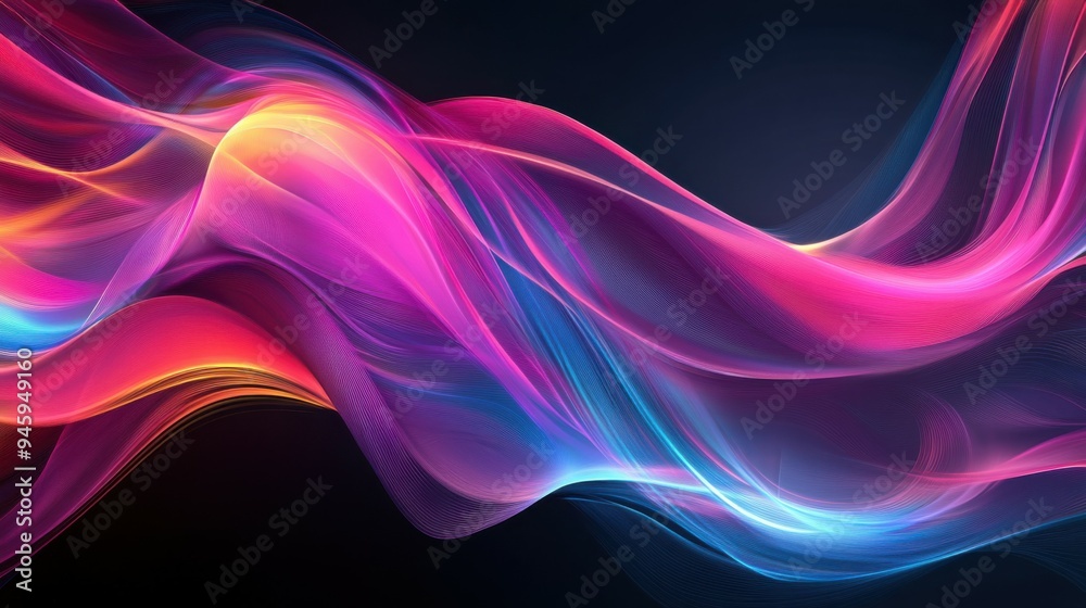 Colorful flowing abstract patterns in smooth gradients against a dark background create a mesmerizing visual experience highlighting fluid motion and artistic expression. Colorful flowing abstract patterns in smooth gradients against a dark background create a mesmerizing visual experience highlighting fluid motion and artistic expression.