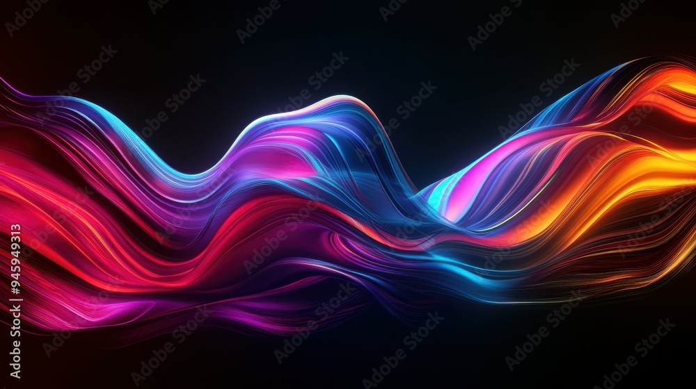Colorful flowing abstract patterns in smooth gradients against a dark background create a mesmerizing visual experience highlighting fluid motion and artistic expression. Colorful flowing abstract patterns in smooth gradients against a dark background create a mesmerizing visual experience highlighting fluid motion and artistic expression.