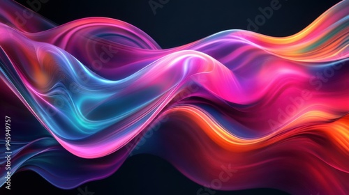 Colorful flowing abstract patterns in smooth gradients against a dark background create a mesmerizing visual experience highlighting fluid motion and artistic expression.