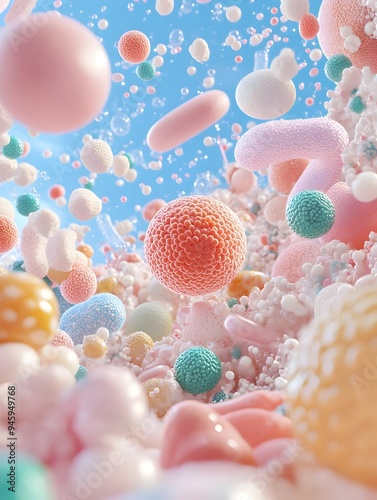 Surreal Visualization of Lipase Enzymes for Fat Digestion in a Vibrant and Otherworldly Biochemical Landscape