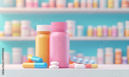 Wallpaper Mural A cozy bedside table with a modern pill organizer, welcoming lamp, and an alarm clock for a soothing nighttime routine. Torontodigital.ca