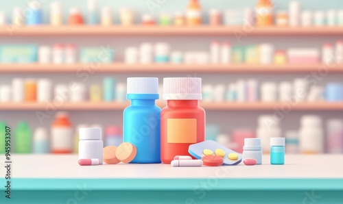 Wallpaper Mural A cozy bedside table with a modern pill organizer, welcoming lamp, and an alarm clock for a soothing nighttime routine. Torontodigital.ca