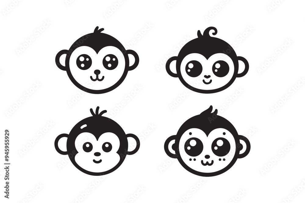 Monkey head silhouette vector Monkey head silhouette vector