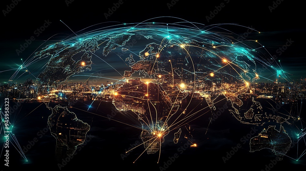  Global network connection and data connections concept World wide web network