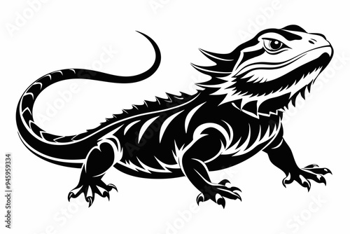 Bearded dragon silhouette vector icon illustration