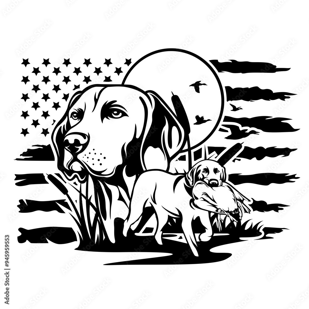 Φωτογραφία USA Dog Hunter | Hunting Dog | Dog Hunting Duck | Outdoor Hunting | Patriotic Do