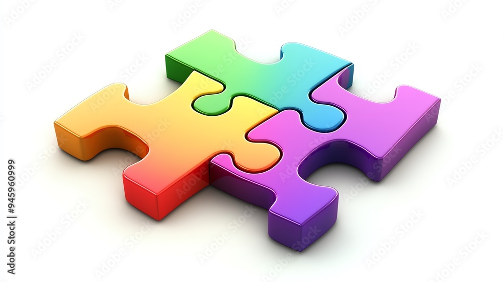 Colorful puzzle pieces interlocking on a white background, symbolizing connection and problem-solving. Colorful puzzle pieces interlocking on a white background, symbolizing connection and problem-solving.