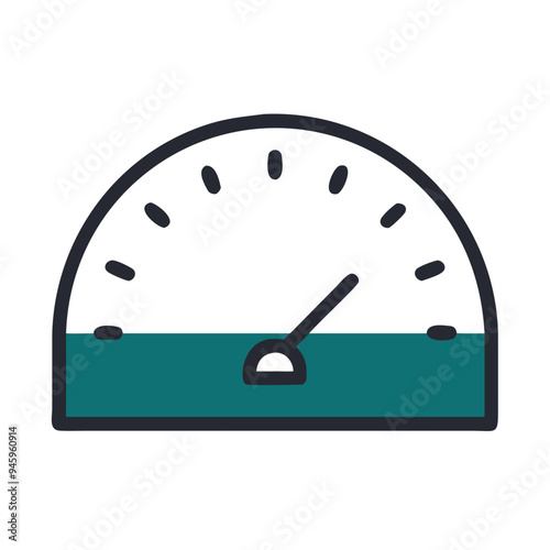 Gauge icon with a bar graph concept as A gauge icon with a bar graph integrated into the gauge isolated on a white background. This composition represents performance measurement and progress tracking