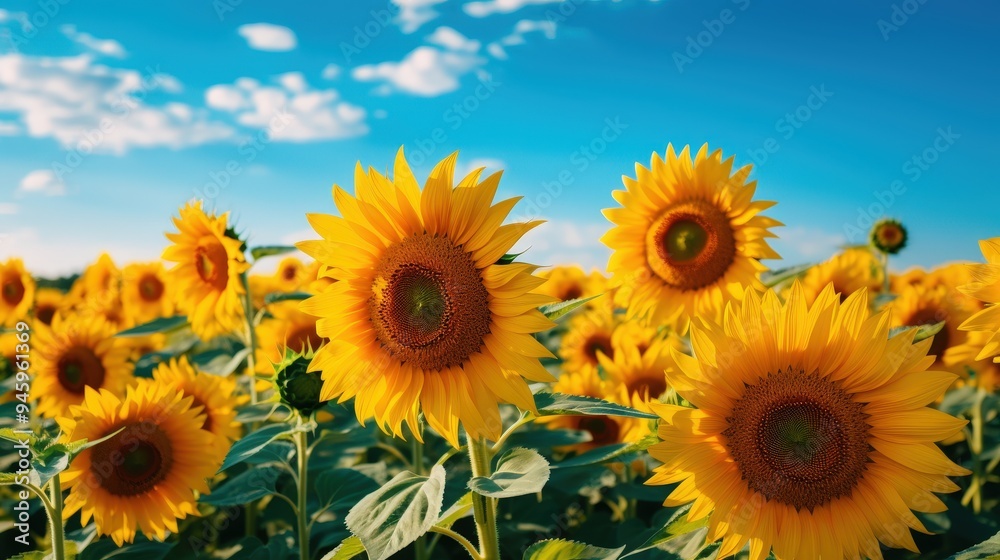 Sunflowers Field Under a Sunny Sky Sunflowers Field Under a Sunny Sky