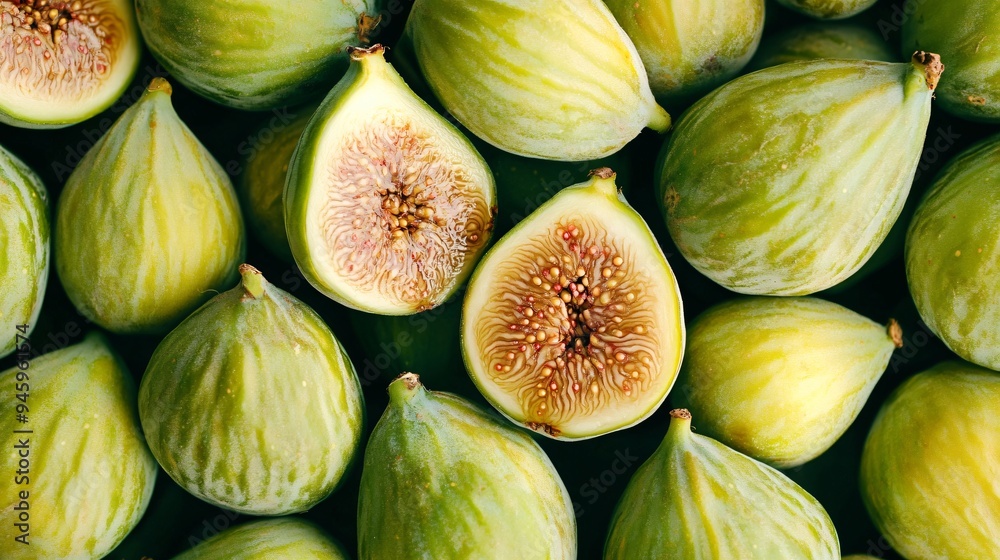 Fresh Green Figs Top View Background Fresh Green Figs Top View Background
