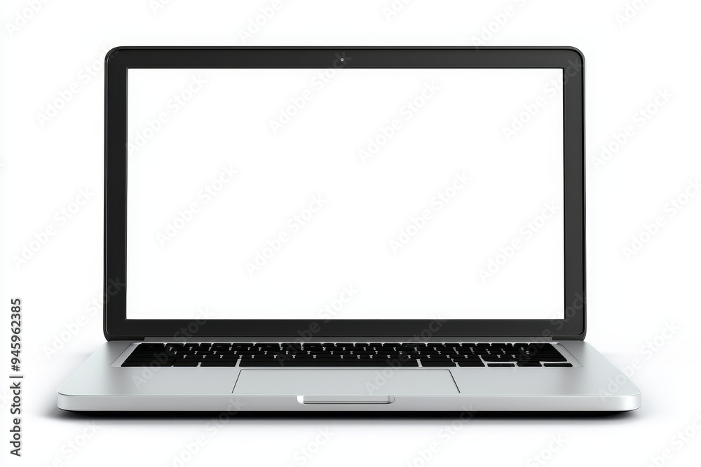 An isolated laptop computer with a blank screen isolated on a transparent background. Remove , Clipping Path, and pen tool An isolated laptop computer with a blank screen isolated on a transparent background. Remove , Clipping Path, and pen tool