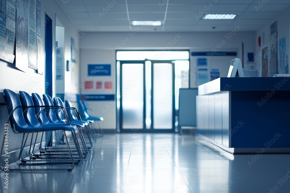 Fototapeta premium Medico-legal waiting room with reception counter.