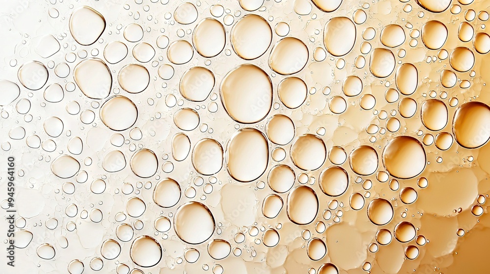 Naklejka premium Water droplets on a yellow-white background, black-white stripe at base