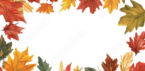 Isolated on a white background, colorful leaf border with space for text