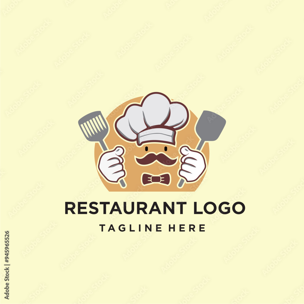 Obraz premium Mr Mustache Restaurant and Chef Logo Vector