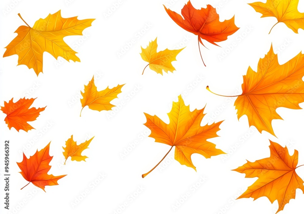 Stock illustration of autumn background with colored maple leaves, isolated on white Stock illustration of autumn background with colored maple leaves, isolated on white