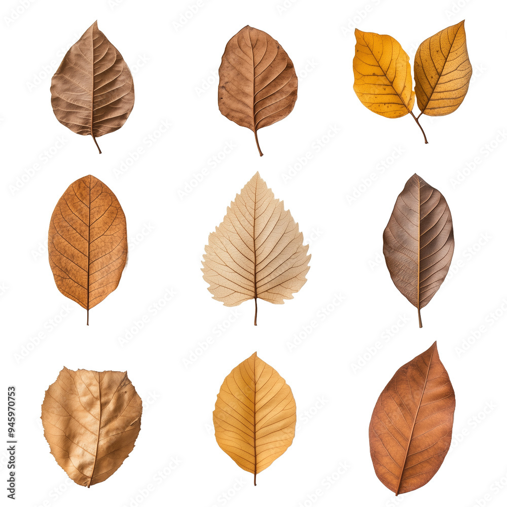 Obraz premium Set of multicolored autumn leaves isolated on white background