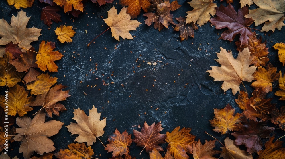 Autumn Leaves Border on White Background Autumn Leaves Border on White Background