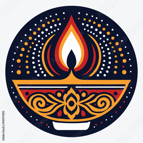 Diwali Oil Lamp  Diya Silhouette Collection Clip Art Vector Illustration