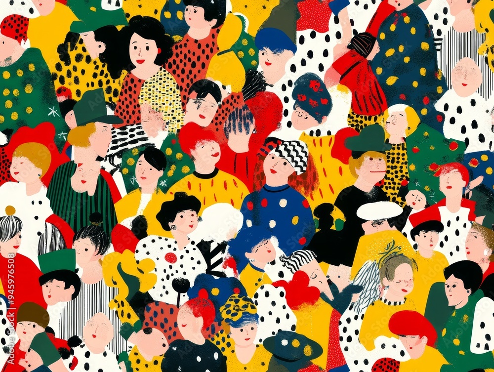 Diverse people in a flat style with colorful backgrounds and minimalistic designs Diverse people in a flat style with colorful backgrounds and minimalistic designs