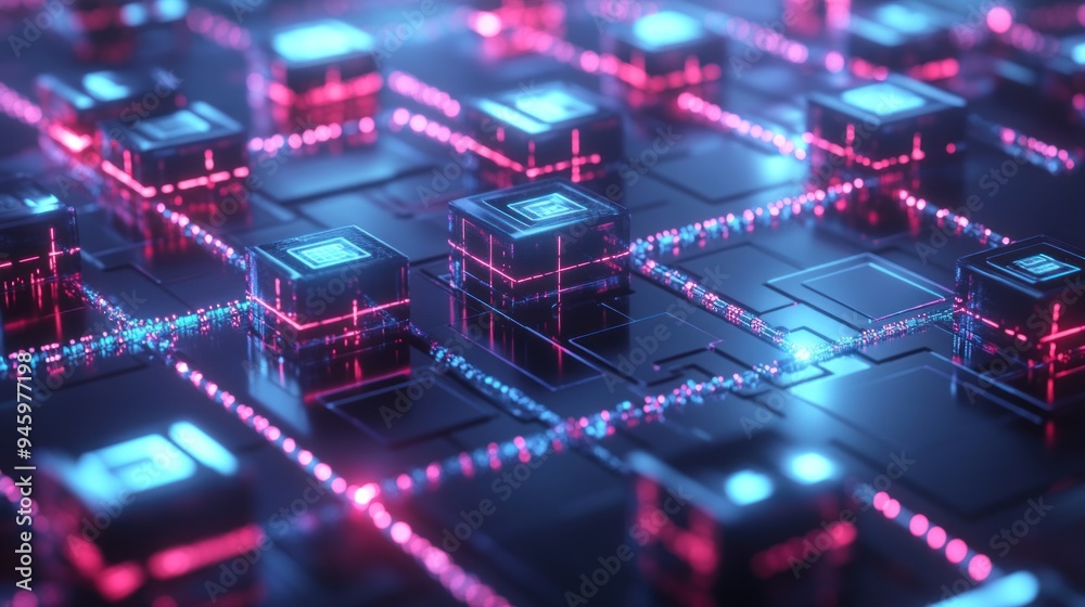 A computer chip with many small squares on it A computer chip with many small squares on it