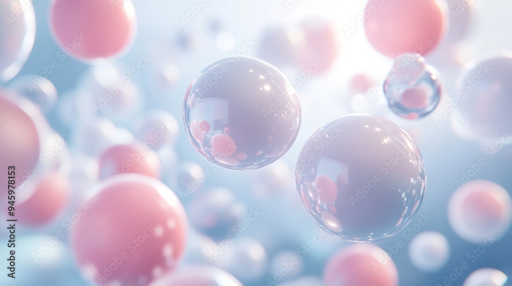 A close up of many small bubbles of different sizes, all of which are pink A close up of many small bubbles of different sizes, all of which are pink