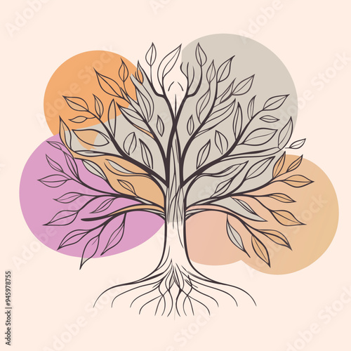 tree with roots Tree of life logo design vector