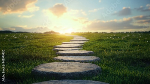 A pathway leading into a bright, secure future, with stepping stones labeled with key life events
