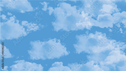 blue sky with clouds. Light sky blue shades watercolor background. Sky Nature Landscape Background. sky background with white fluffy clouds.><