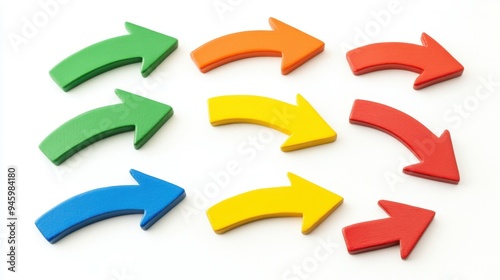 set of curved multi-colored arrows on a white background