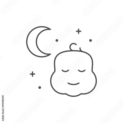 Sleeping newborn line outline icon